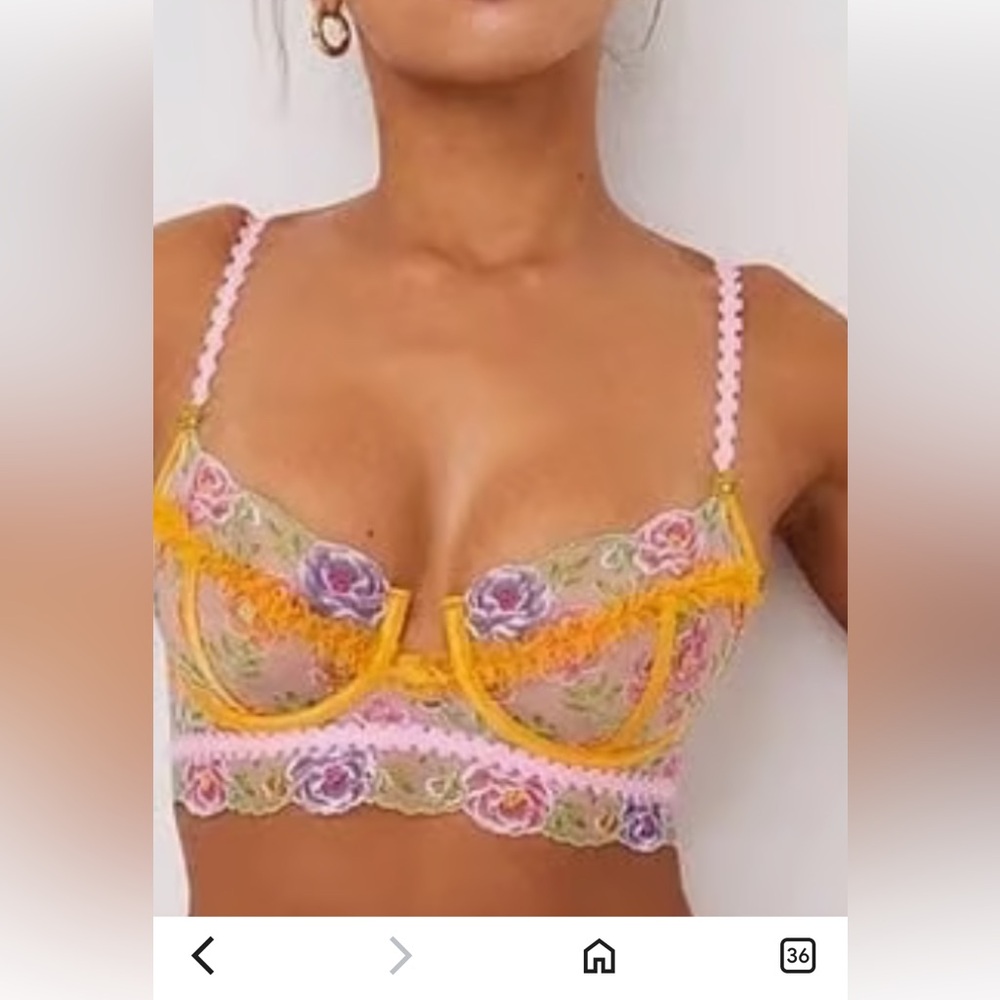 New - For Love & Lemons floral lace bra, XXS